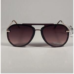 Vince Camuto VC991 TS Rimless Aviator Sunglasses Gold Frame Brown Gradient Lens